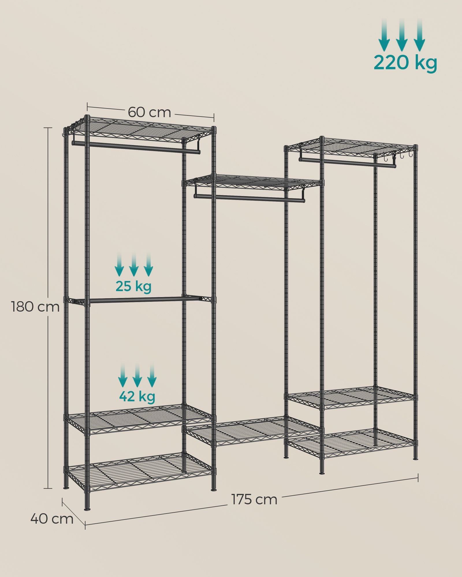 Kledingkast – open – met verstelbare planken
