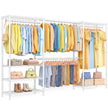 Open Kledingkast – Metaal – 4 Hangstangen en 6 Planken – 220 cm Breed – Wit