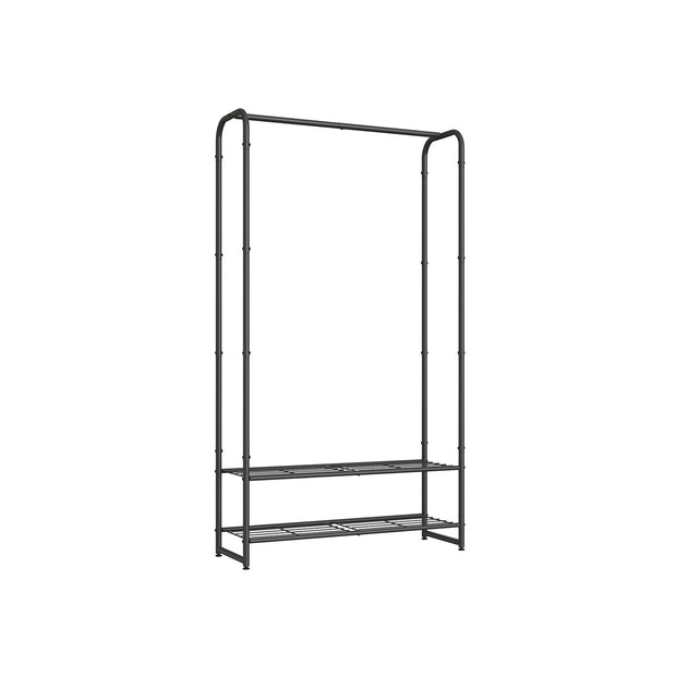 Kledingrek –  29 x 73 x 158,4 cm – Met legplanken – Tot 48 kg draagvermogen – Mat zwart