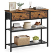 Consoletafel - 76 cm Breed - 2 Stoffen Lades - Smal - Vintage Bruin