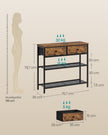 Consoletafel - 76 cm Breed - 2 Stoffen Lades - Smal - Vintage Bruin