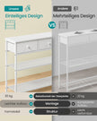 Consoletafel - 99 cm Breed - 3 Stoffen Lades - Smal - Wolkenwit