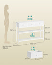 Consoletafel - 99 cm Breed - 3 Stoffen Lades - Smal - Wolkenwit