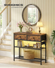 Consoletafel - 3 Laden - 2 Draadplanken - Vintage Bruin