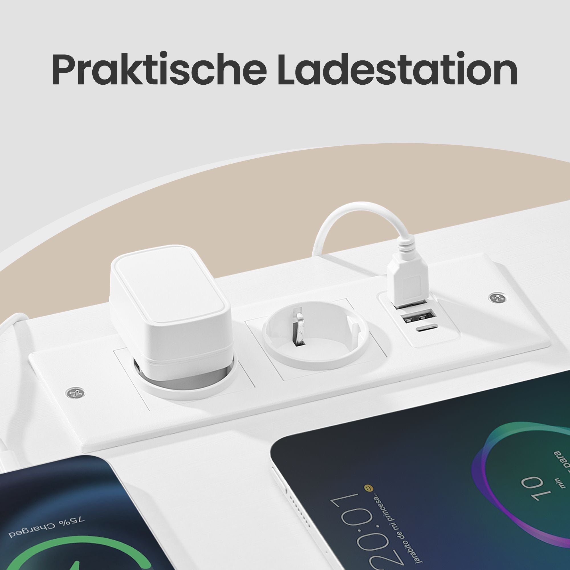 Nachtkastje - Set van 2 - Ledverlichting - 3 Lades - Wit