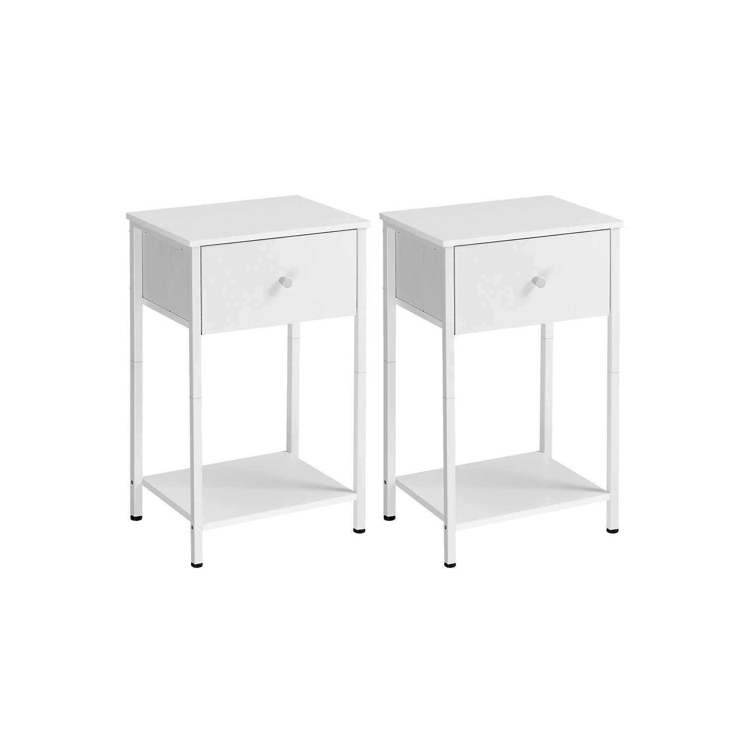 Bijzettafel – set van 2 – met witte stoffen lade