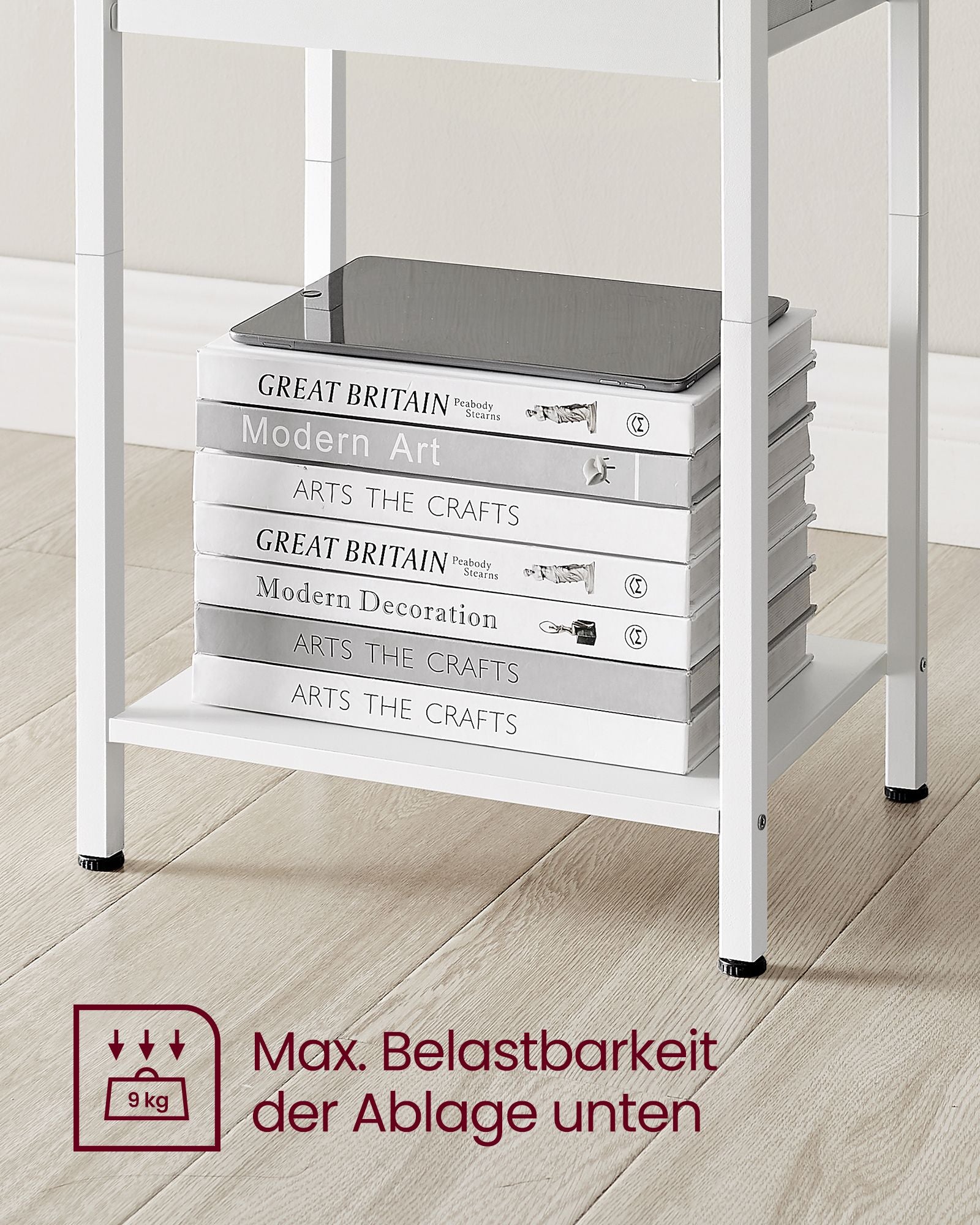 Bijzettafel – set van 2 – met witte stoffen lade