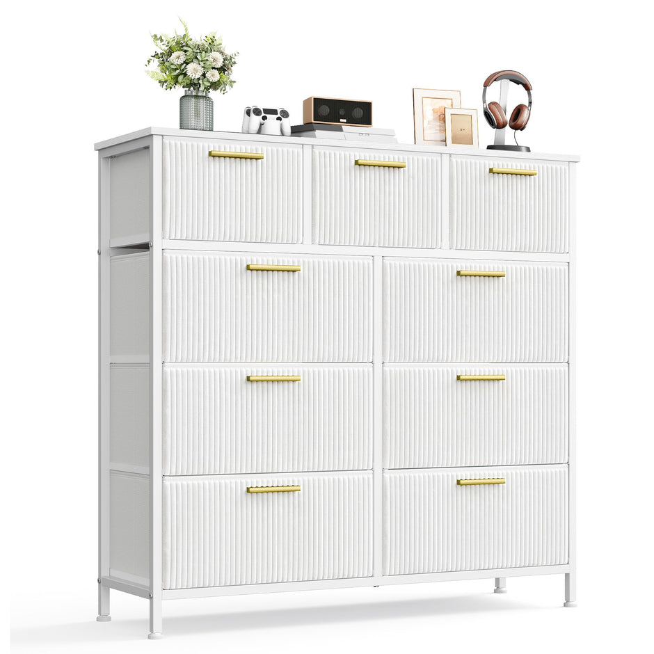 Ladekast – 9 Stoffen Lades – Metalen Frame en Houten Blad – Inktzwart en Ebbenhoutzwart