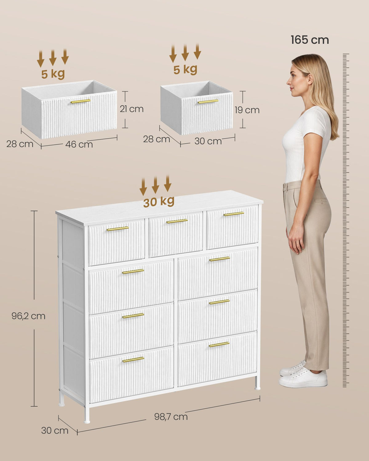 Ladekast – 9 Stoffen Lades – Metalen Frame en Houten Blad – Inktzwart en Ebbenhoutzwart