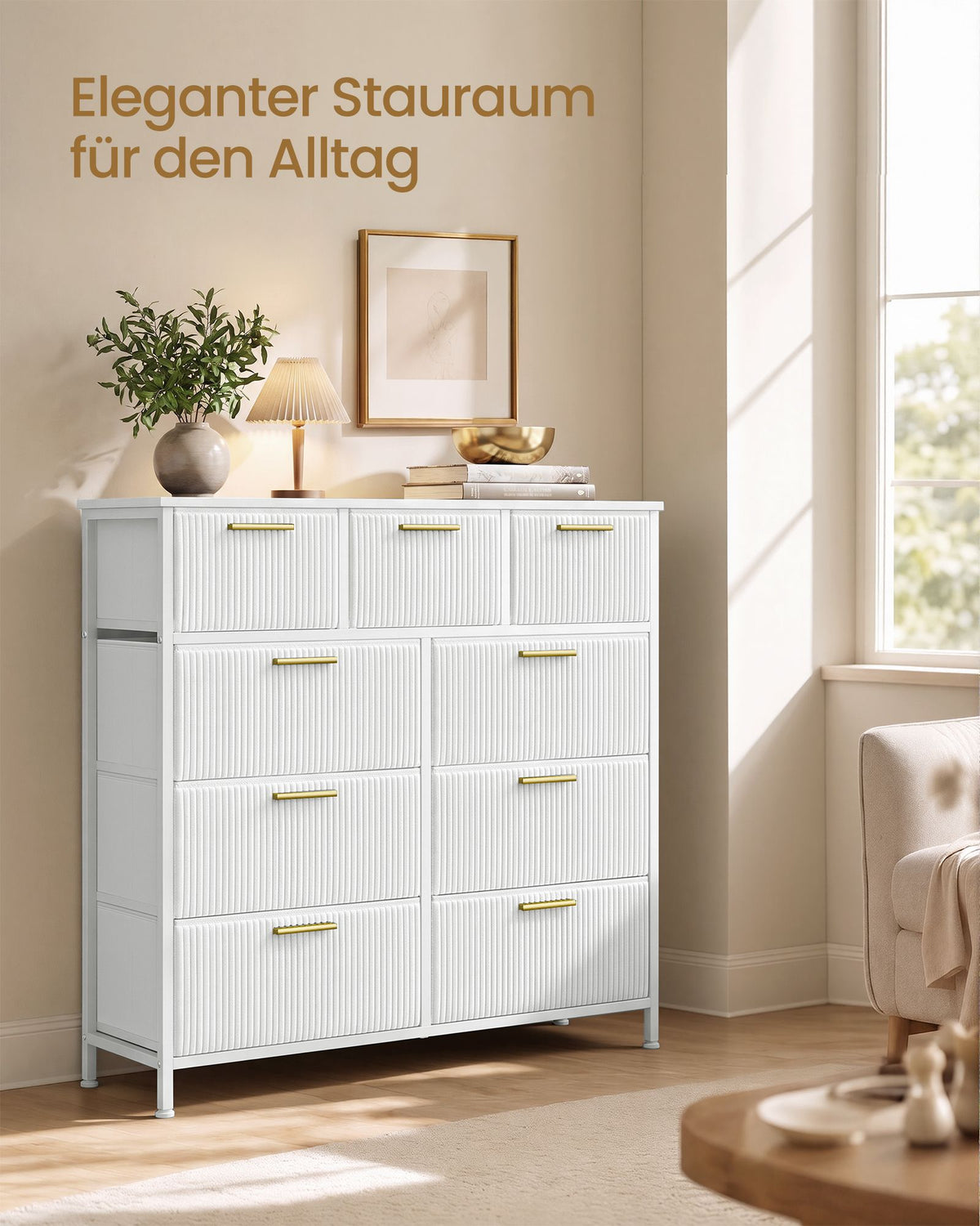 Ladekast – 9 Stoffen Lades – Metalen Frame en Houten Blad – Inktzwart en Ebbenhoutzwart