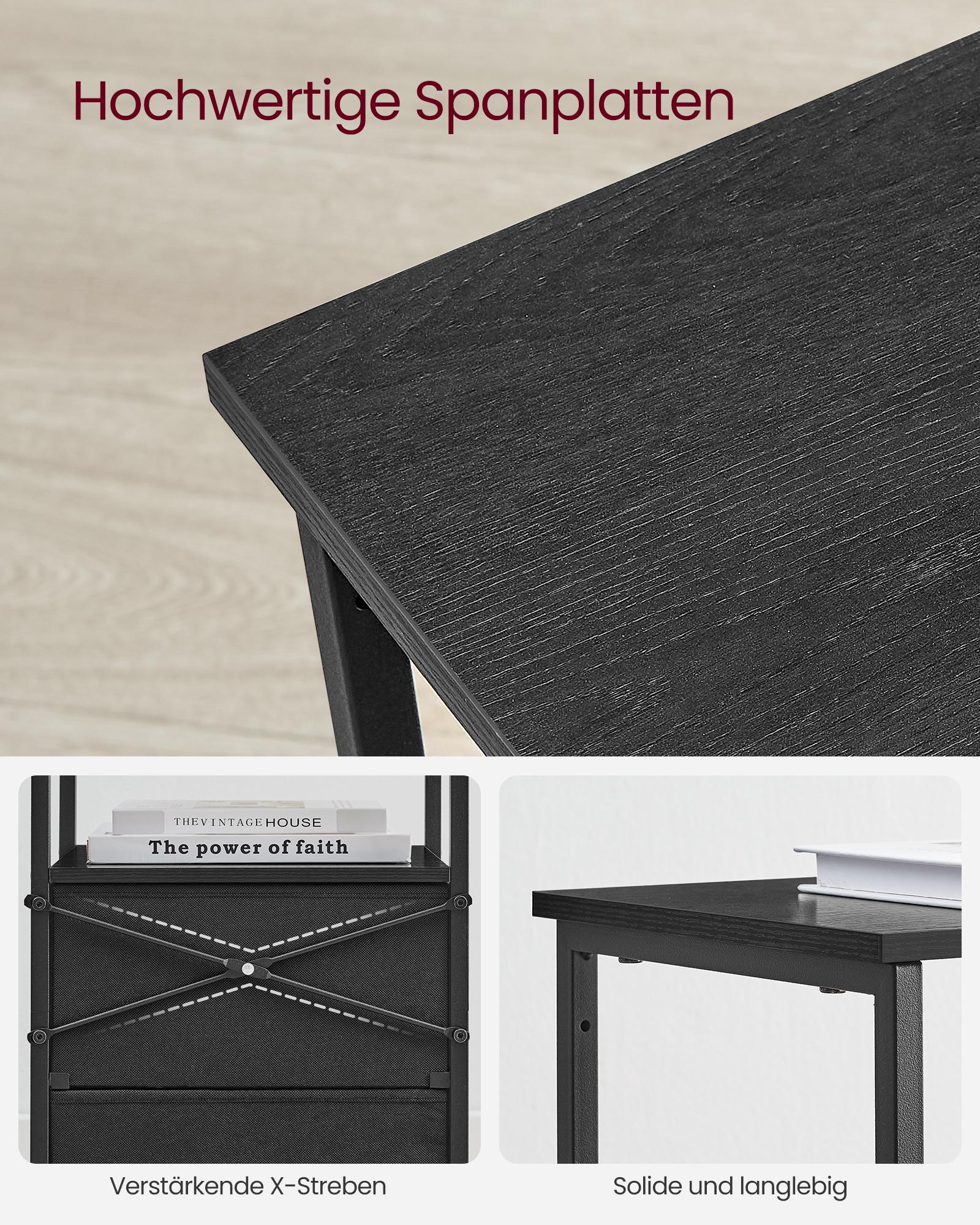 Nachtkastje - Set van 2 - 2 Stoffen Lades - 61 cm - Essenhoutzwart