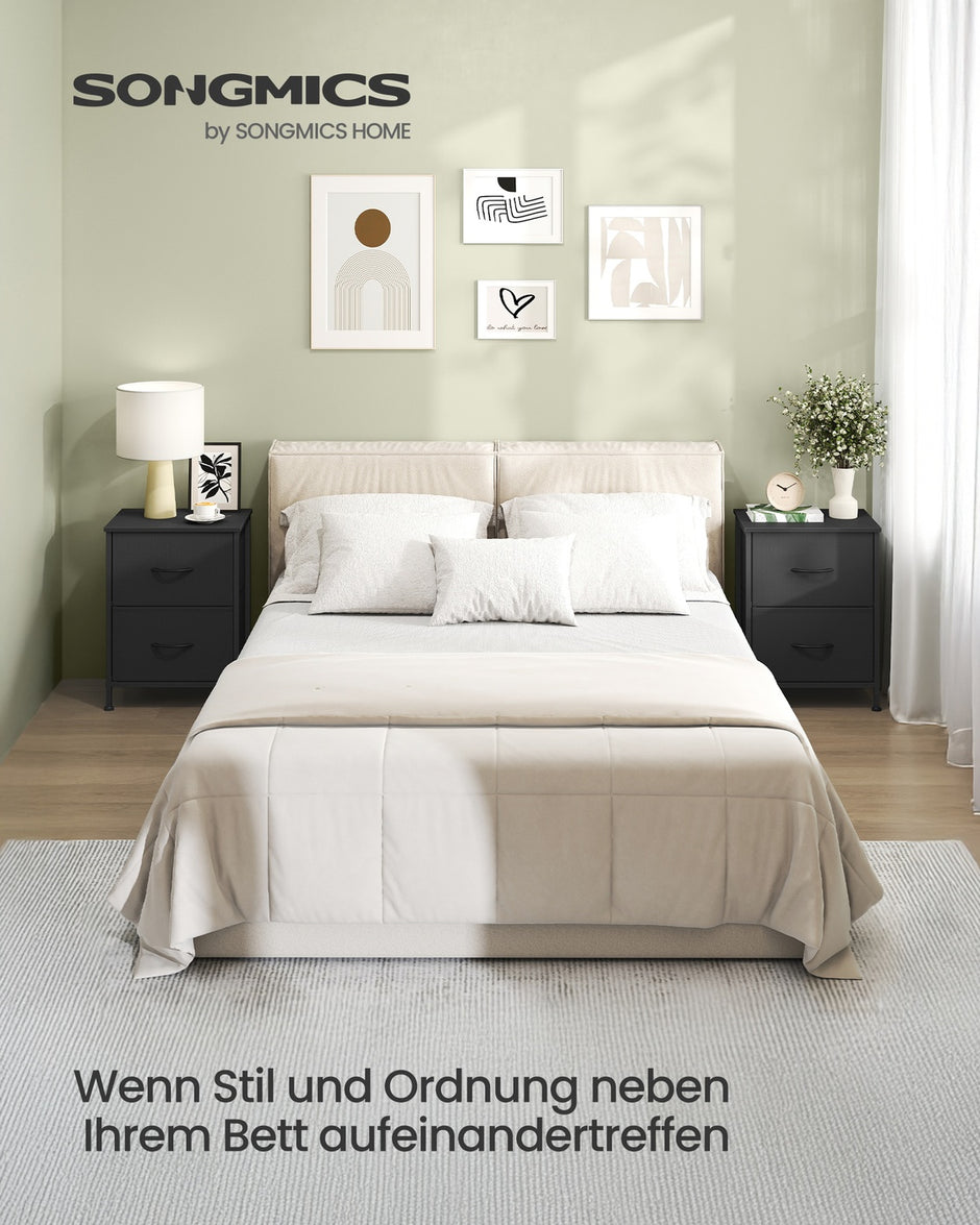 Nachtkastje met 4 lades – Inkt Zwart - Modern Design - MDF en Spaanplaat