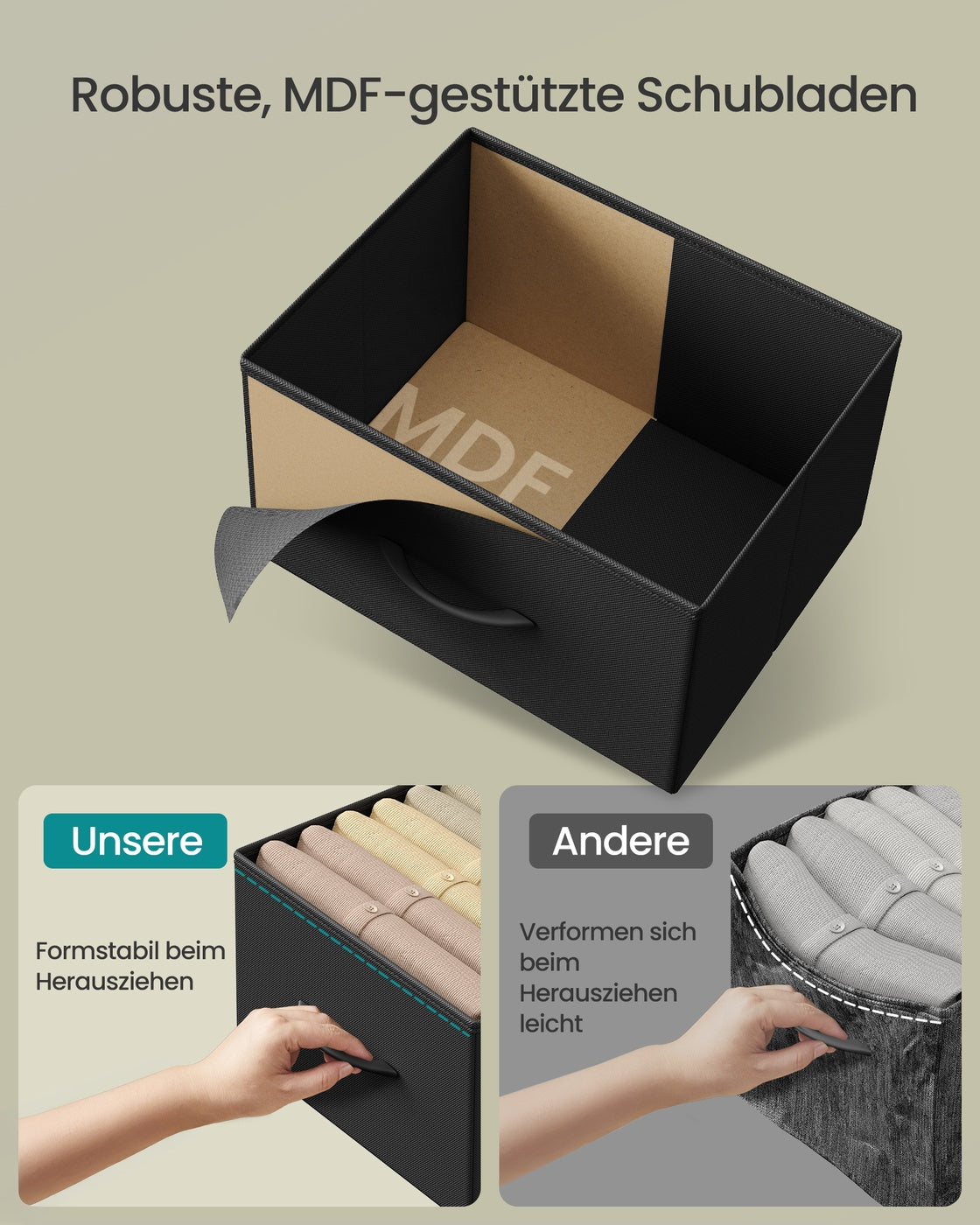 Nachtkastje met 4 lades – Inkt Zwart - Modern Design - MDF en Spaanplaat