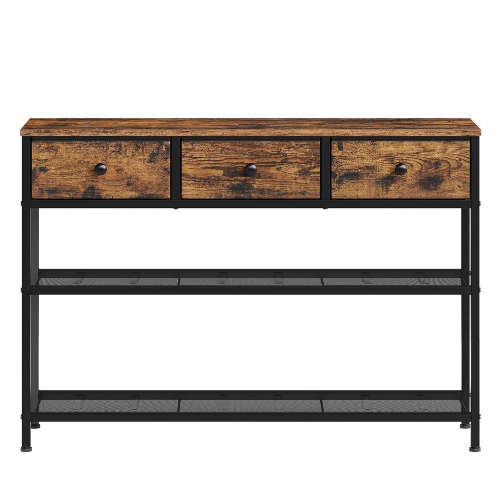 Consoletafel - 3 Stoffen Laden - 2 Gaasplanken - Bruin
