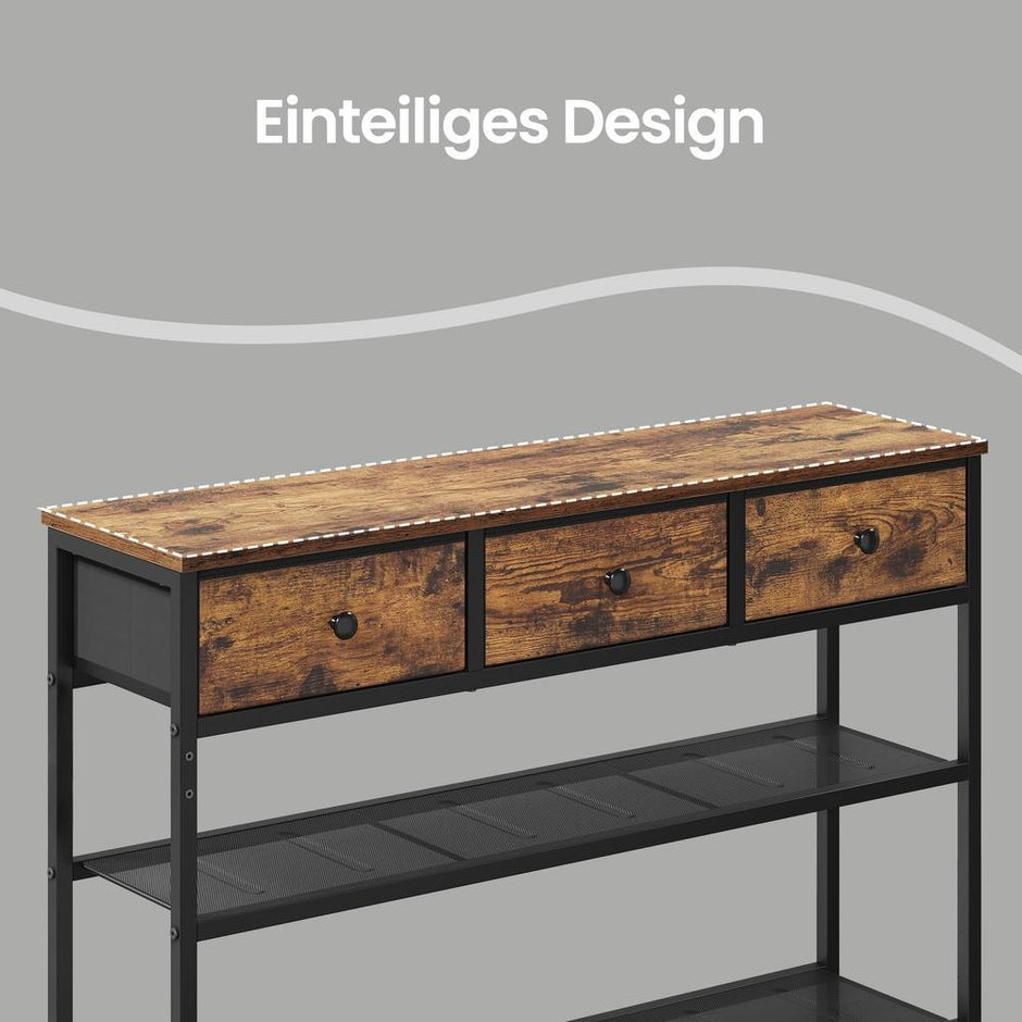 Consoletafel - 3 Stoffen Laden - 2 Gaasplanken - Bruin