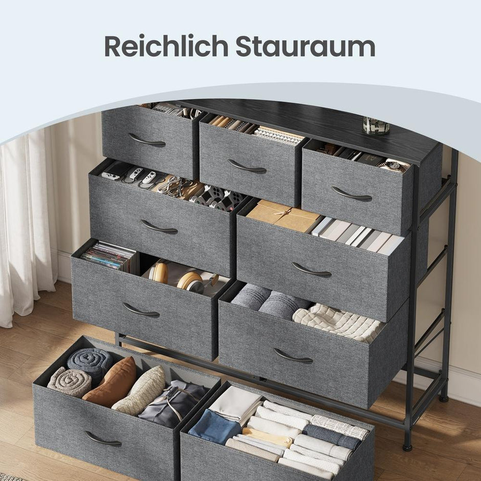 Commode - 9 Stoffen Laden - Kledingkast - Grijs