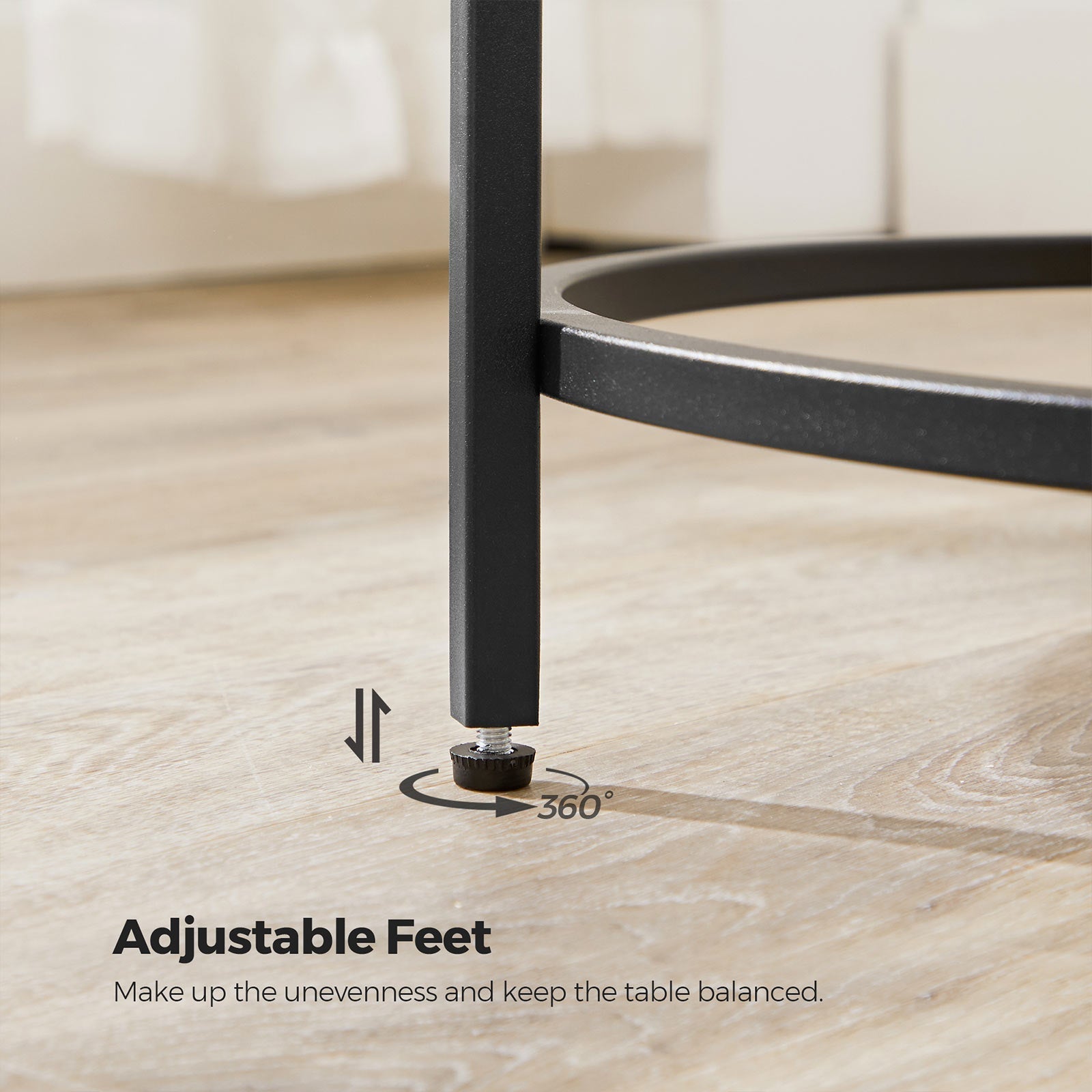 Bijzettafel - Ronde salontafel - Met zwart metalen frame