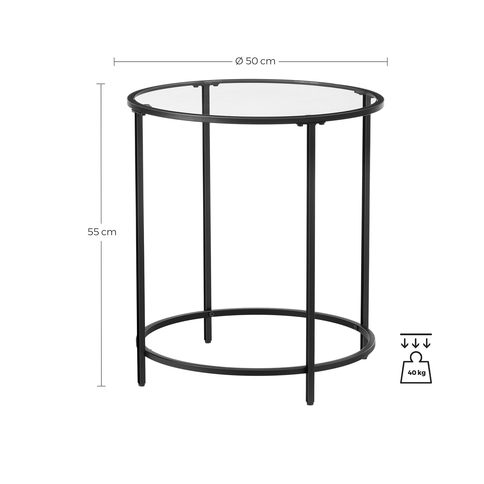 Bijzettafel - Ronde salontafel - Met zwart metalen frame