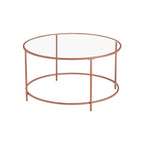 Salontafel - Ronde koffietafel - Bijzettafel met glazen blad - Zwart