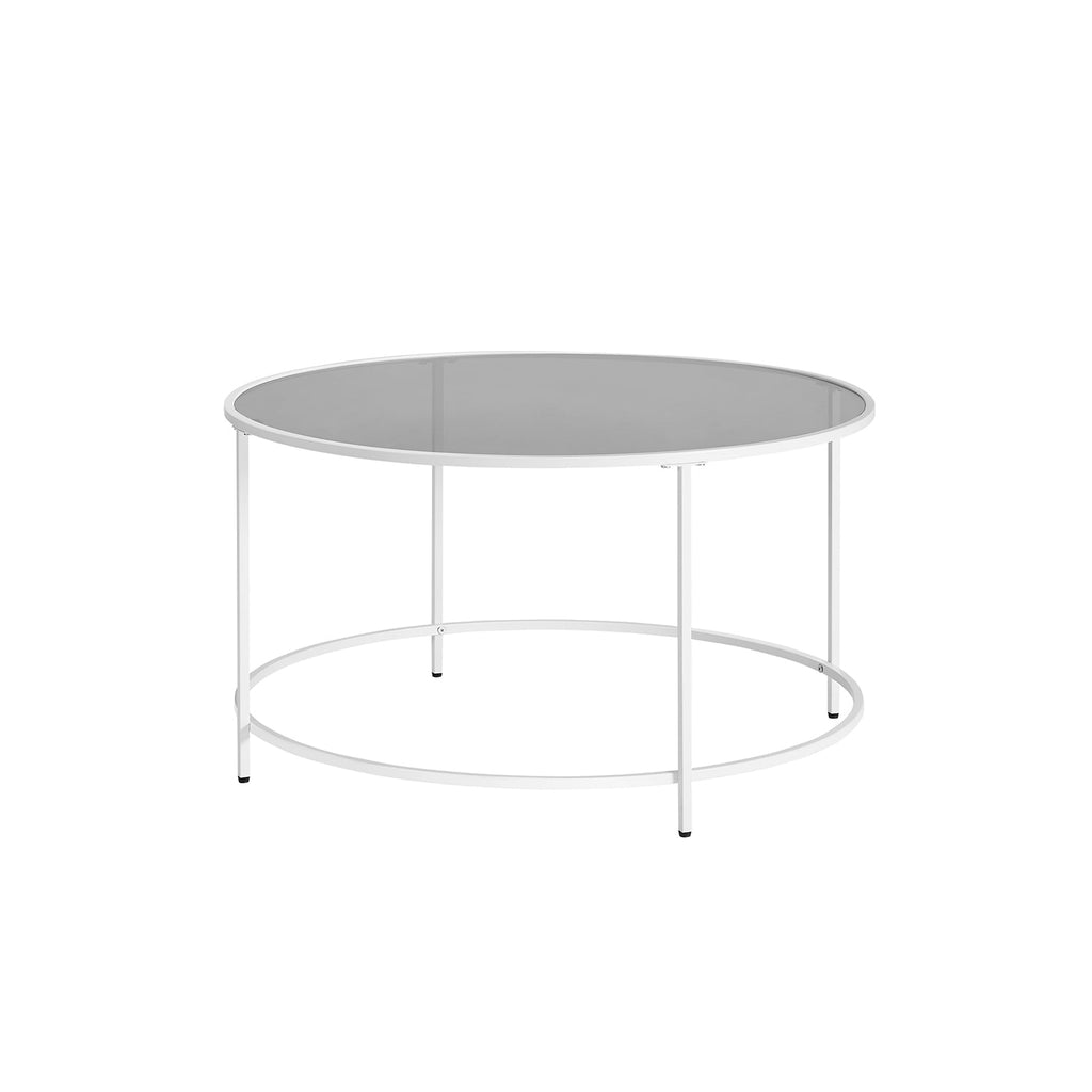 Salontafel - Ronde koffietafel - Bijzettafel met glazen blad - Zwart