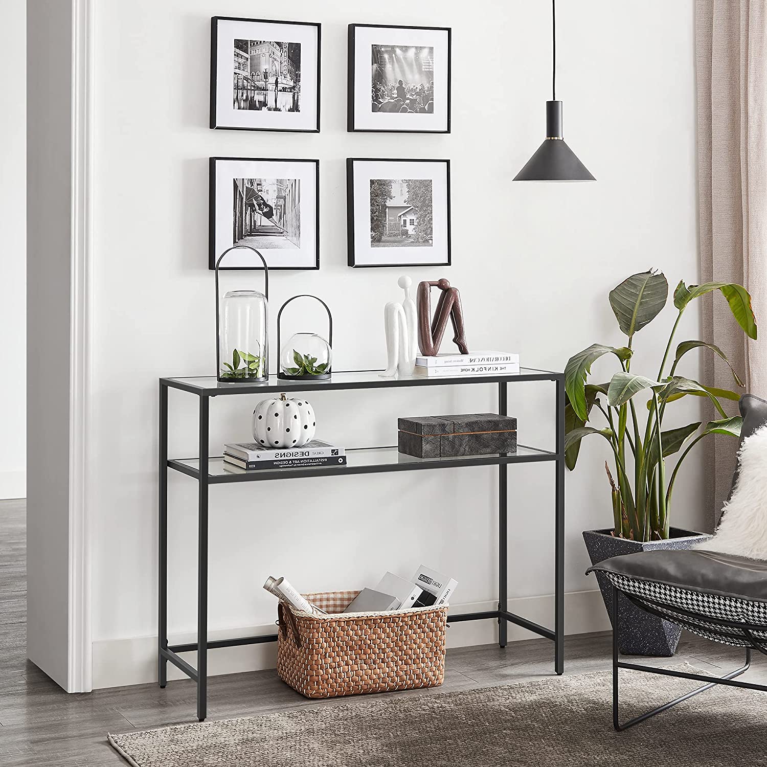 Bijzettafel - Consoletafel - Met 2 planken - Zwart