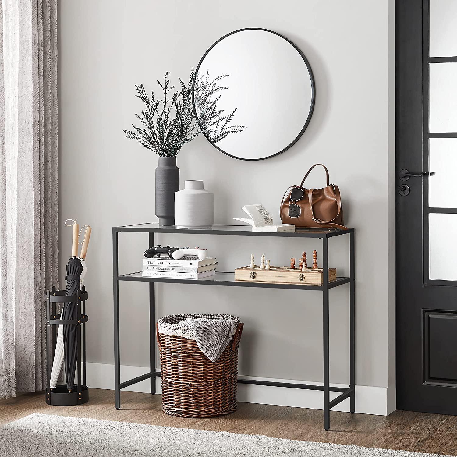 Bijzettafel - Consoletafel - Met 2 planken - Zwart