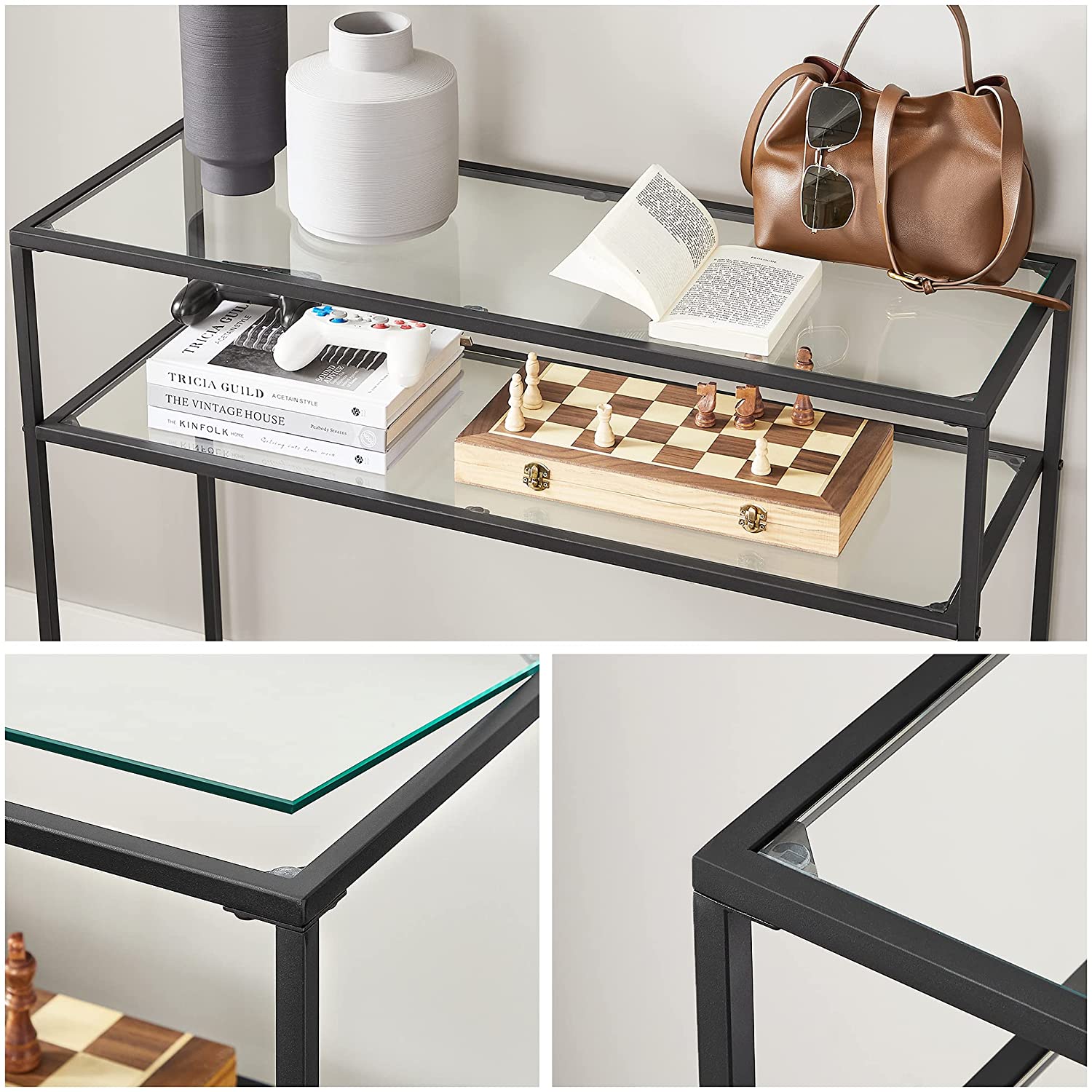 Bijzettafel - Consoletafel - Met 2 planken - Zwart