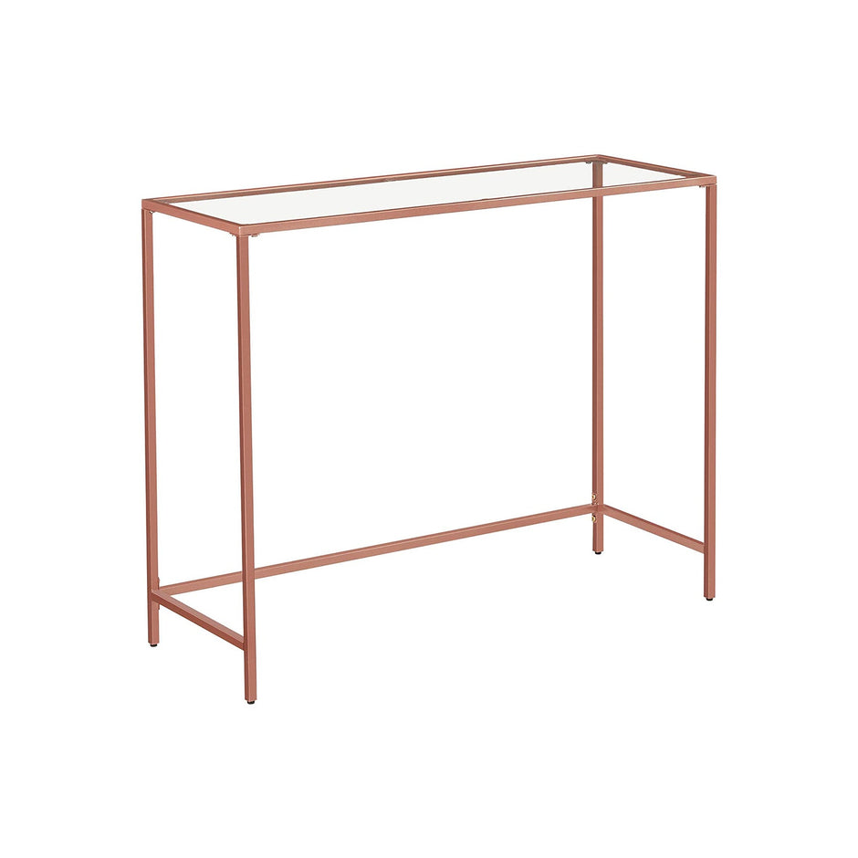 Salontafel rectangular – Met 6 mm gehard glas – Zwart metaal – Verstelbare voetjes