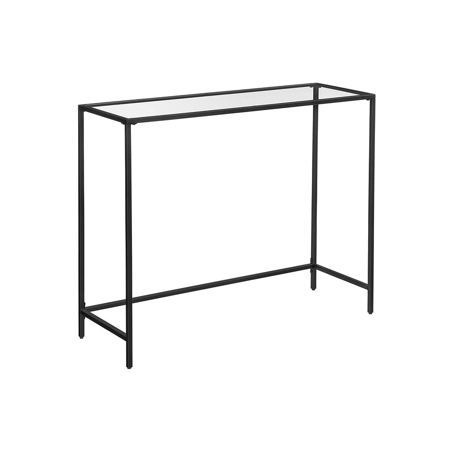 Salontafel rectangular – Met 6 mm gehard glas – Zwart metaal – Verstelbare voetjes