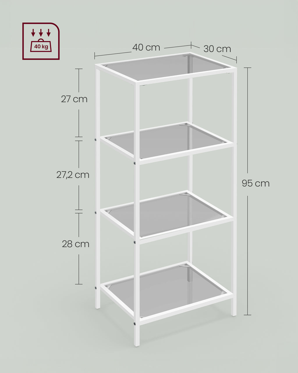 Badkamerplank – 4 planken – leigrijs-parelwit