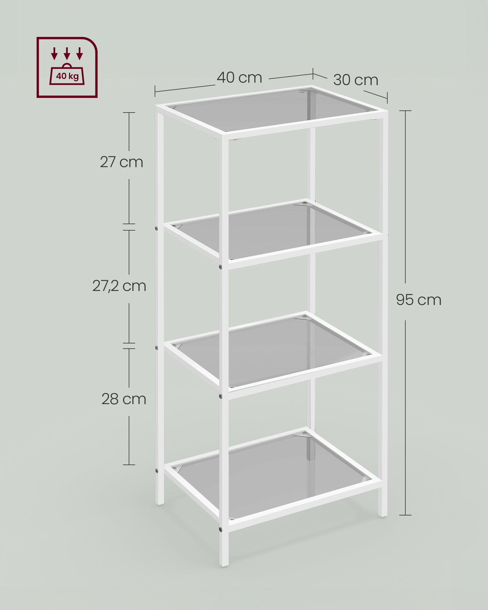 Badkamerplank – 4 planken – leigrijs-parelwit