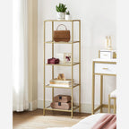 Boekenkast - Staande plank - Badkamerkast - 5 niveaus - Stalen frame - Goud