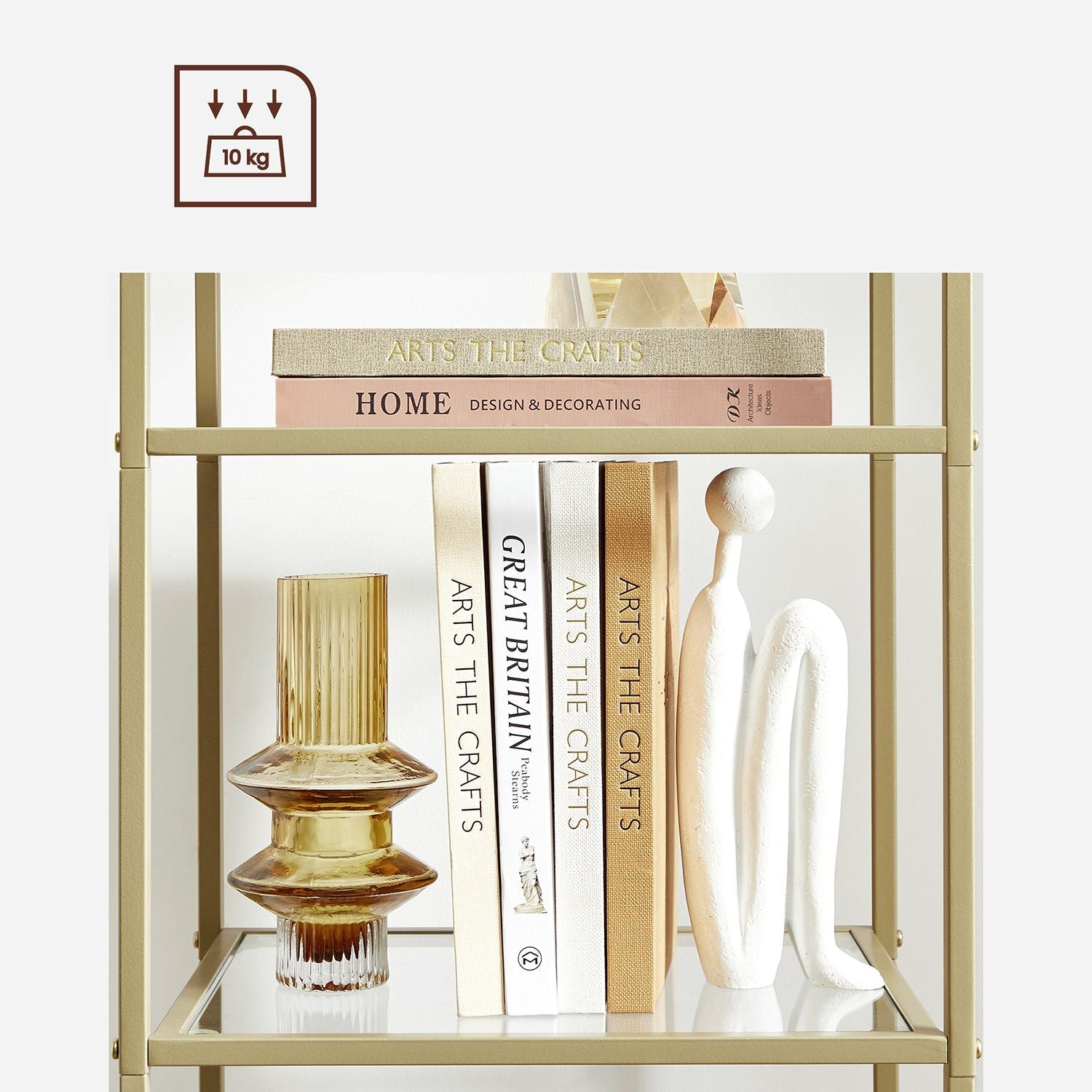 Boekenkast - Staande plank - Badkamerkast - 5 niveaus - Stalen frame - Goud