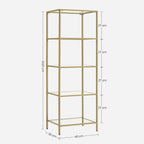 Boekenkast - Staande plank - Badkamerkast - 5 niveaus - Stalen frame - Goud