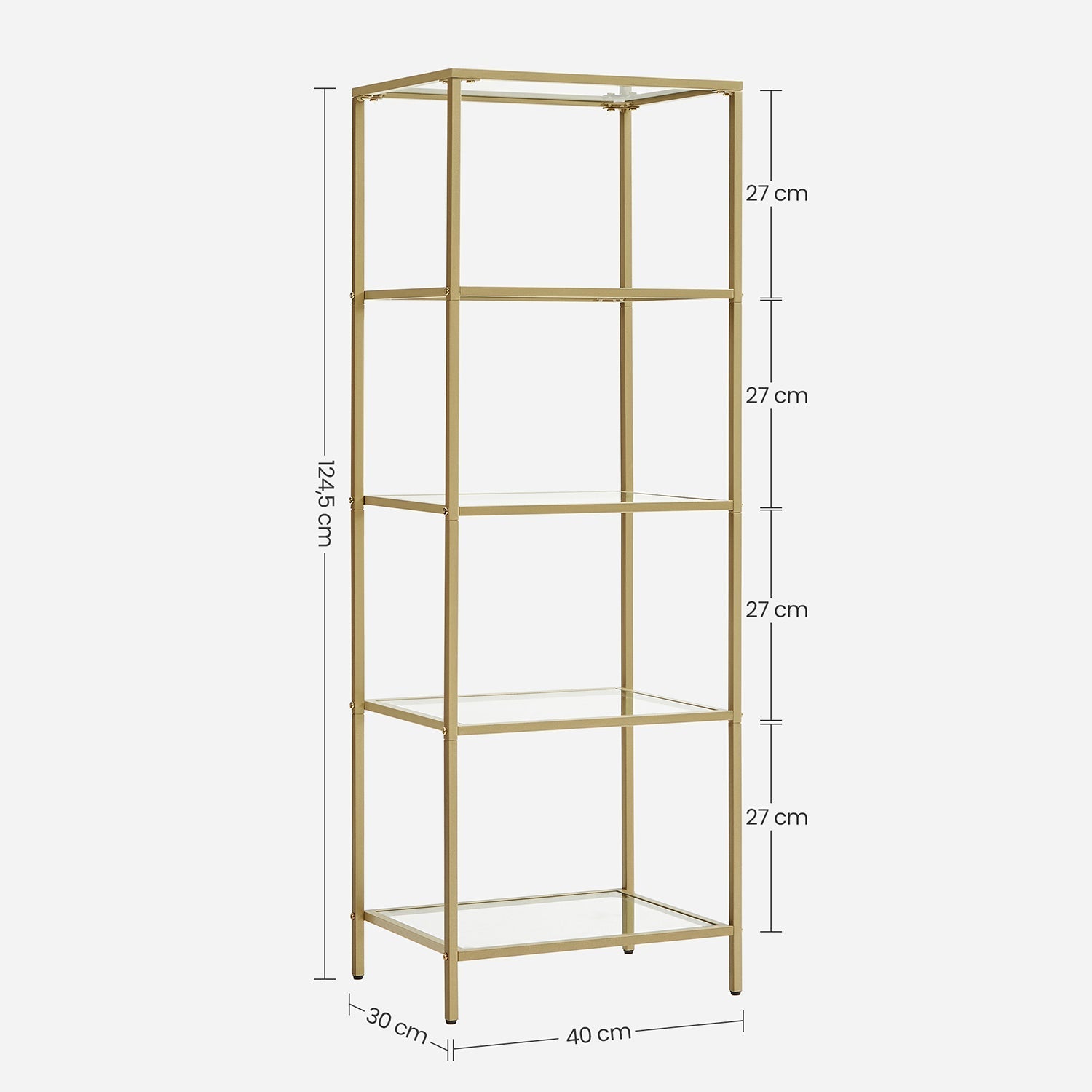 Boekenkast - Staande plank - Badkamerkast - 5 niveaus - Stalen frame - Goud