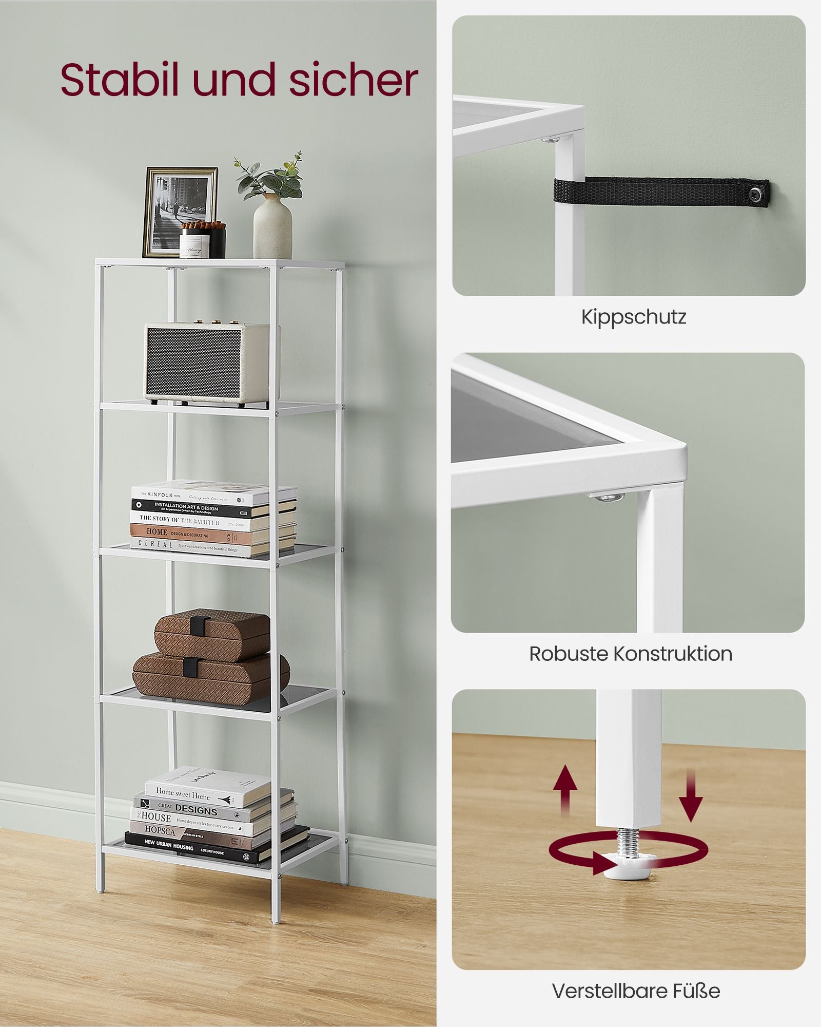 Badkamerplank – 5 planken – parelwit-leigrijs