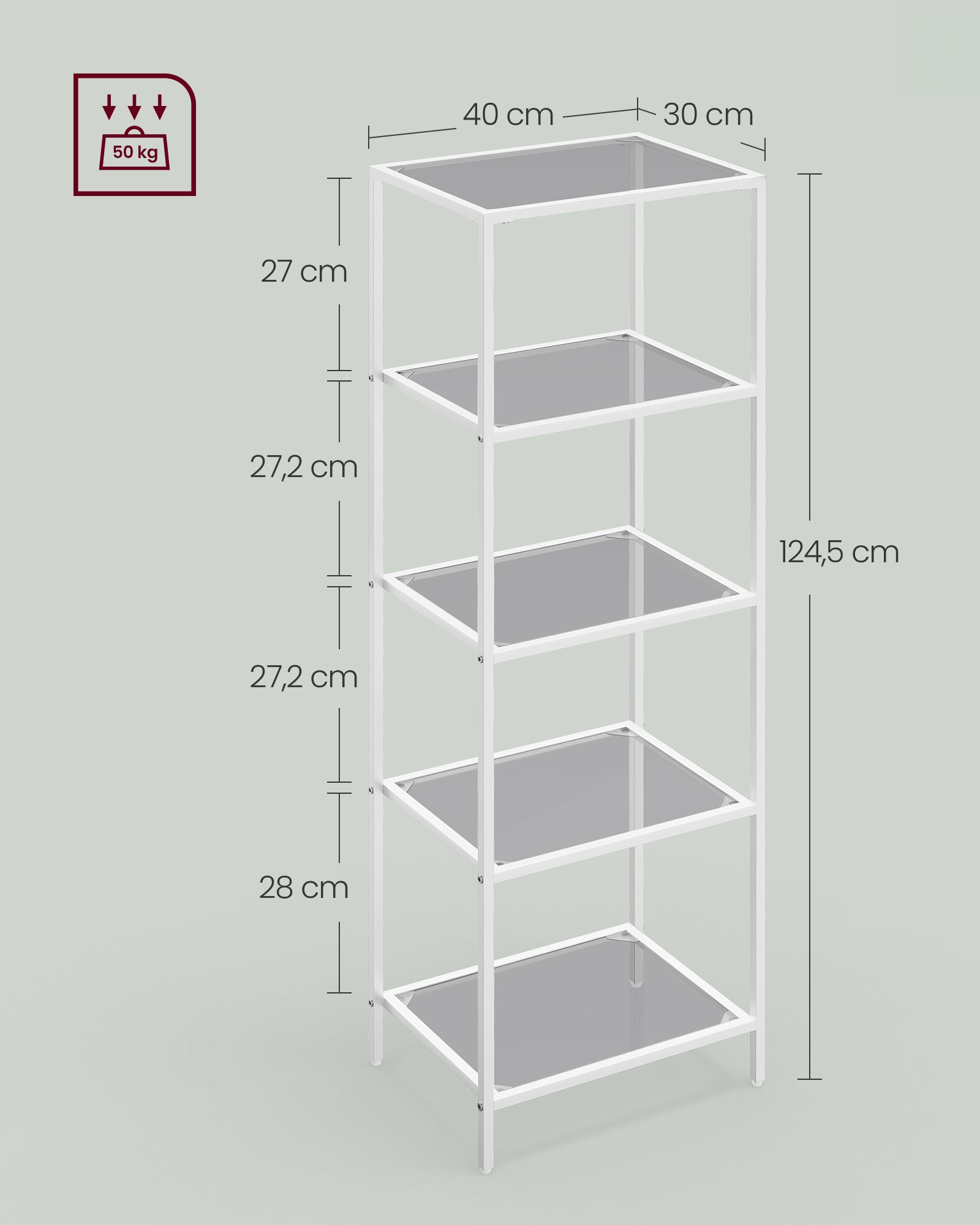 Badkamerplank – 5 planken – parelwit-leigrijs