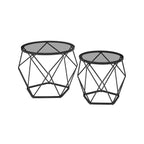 Woonkamertafel set van 2 modern leigrijs en inktzwart