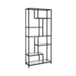 Boekenkast met verstelbare planken – 6 Niveaus – Staal en Glas – 30 x 80 x 180 cm – Met kantelbeveiliging