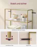Badkamerplank – gehard glas – transparant – metallic goud