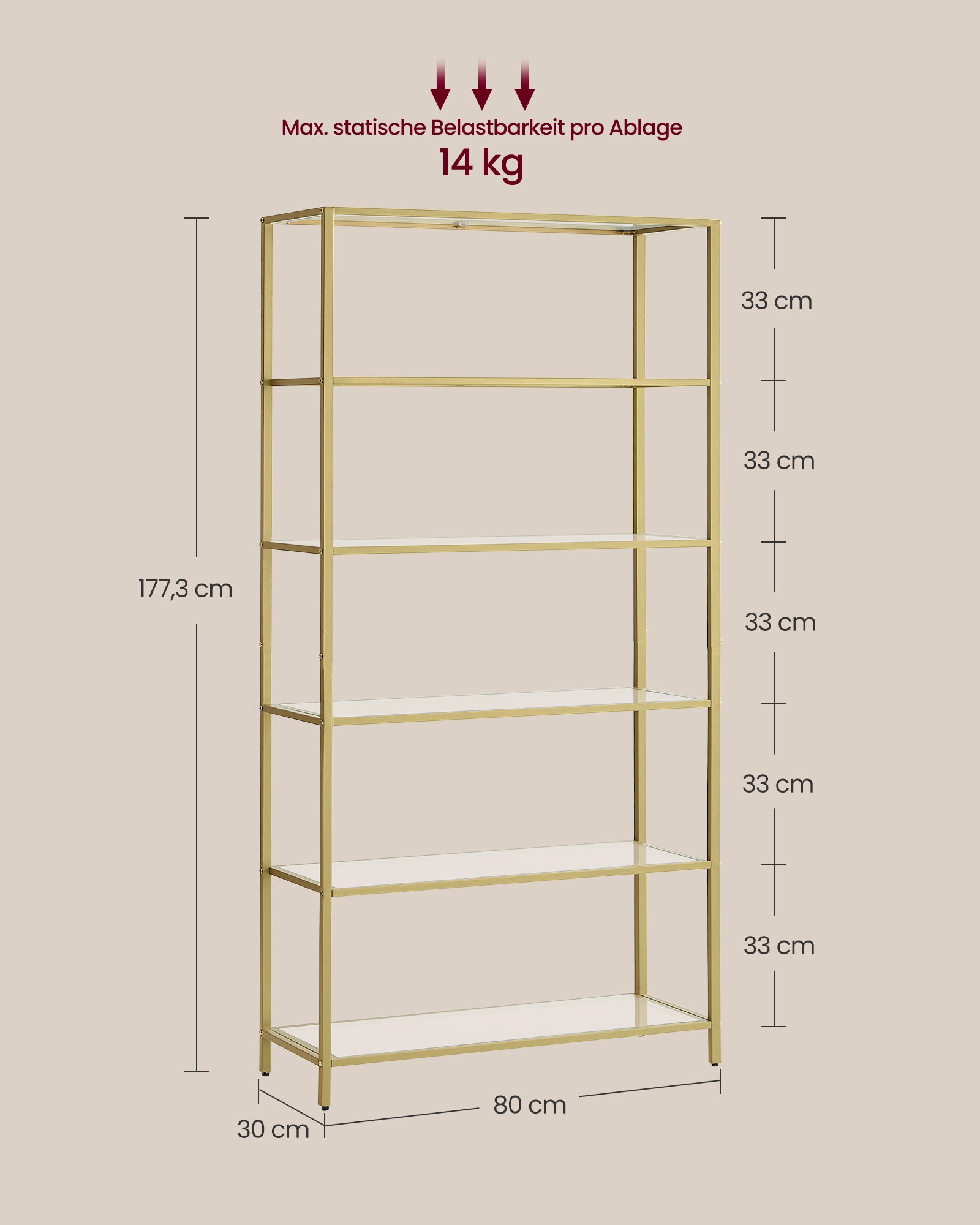 Badkamerplank – gehard glas – transparant – metallic goud