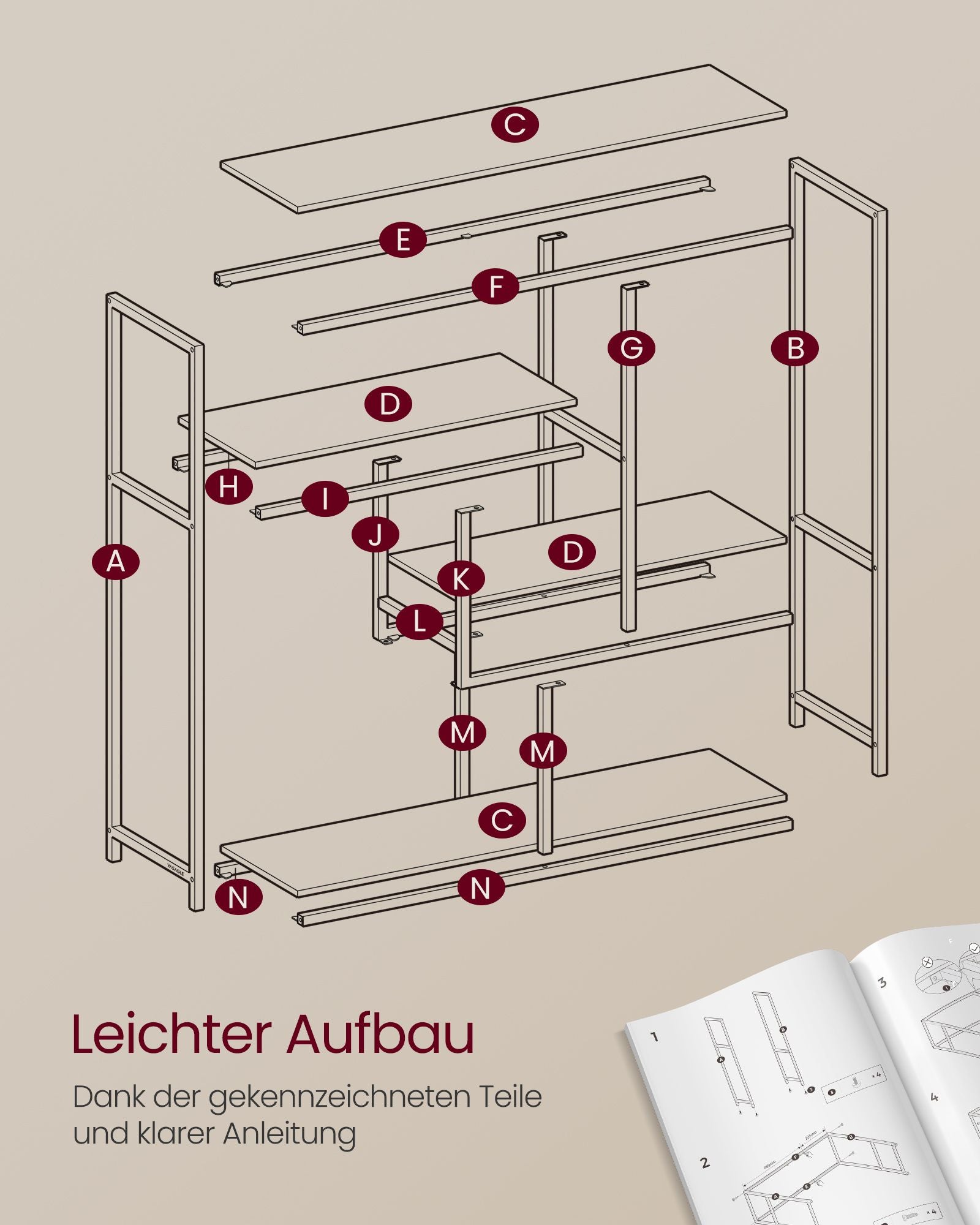 Boekenkast – 4 Planken – Gehard Glas en Staal – Transparant Bleekgoud – 30 x 100 x 103 cm