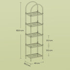 5-laags boekenkast van gehard glas, boogvormige opbergplank