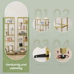 Boekenkast met 6 niveaus, plank met planken van gehard glas, staande plank