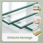 Boekenkast met 6 niveaus, plank met planken van gehard glas, staande plank