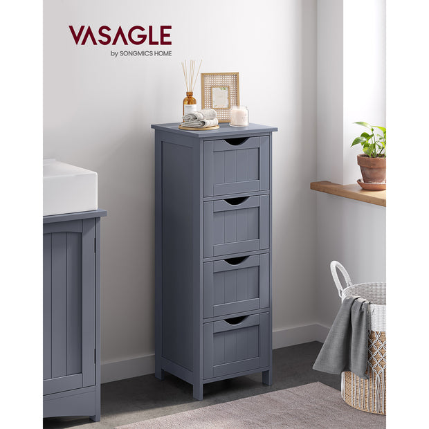 Zijkast – met 4 lades – Hout – Wit en Houtkleurig