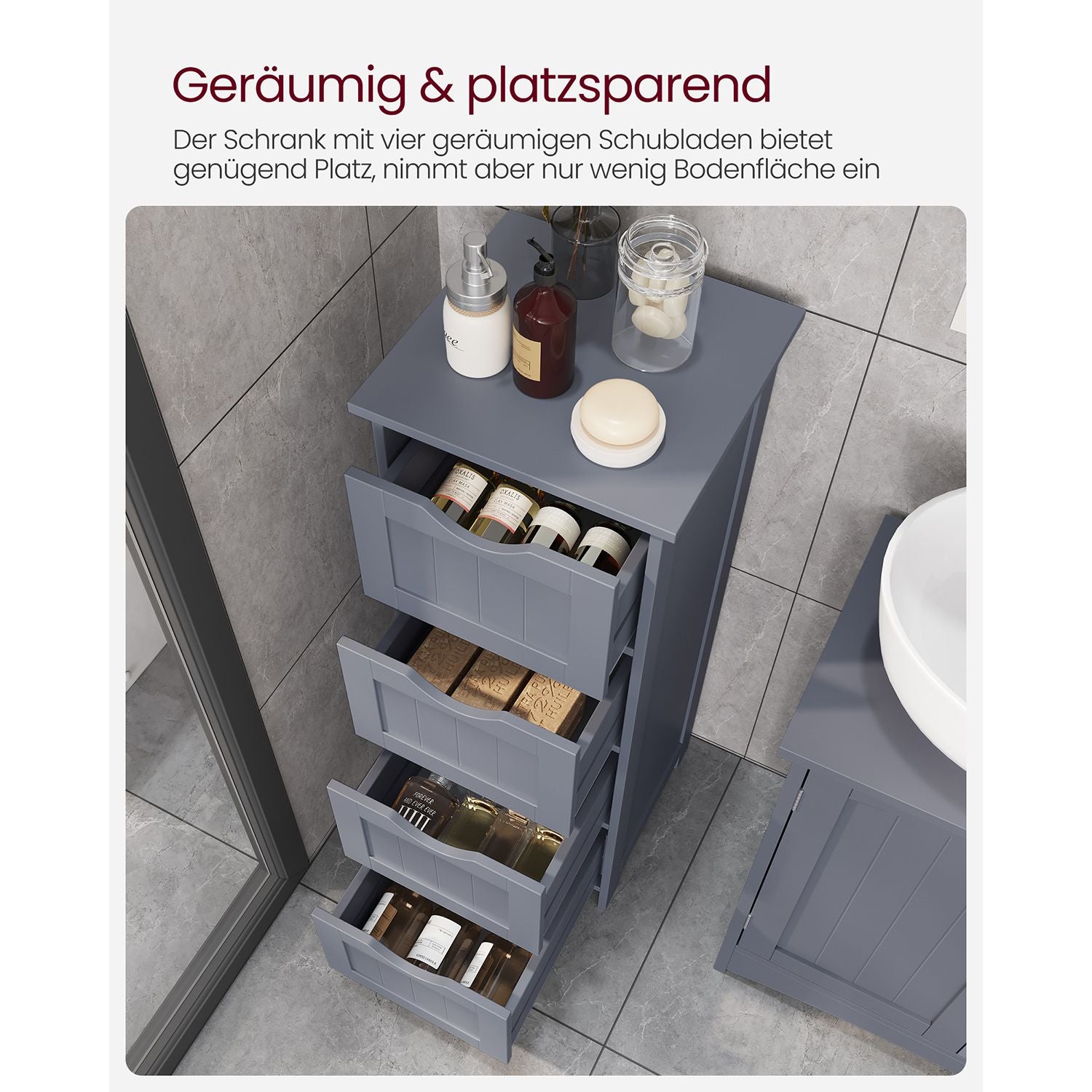 Zijkast – met 4 lades – Hout – Wit en Houtkleurig