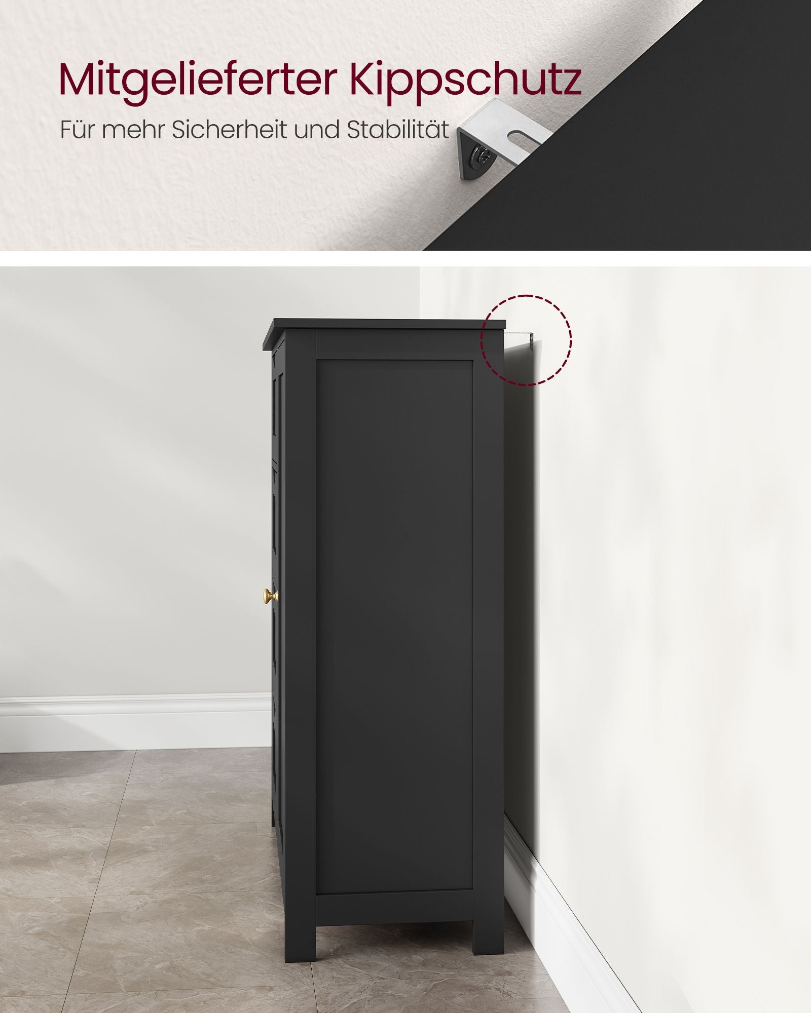 Badkamermeubel – 4 lades – 30 × 55 × 82 cm – inktzwart