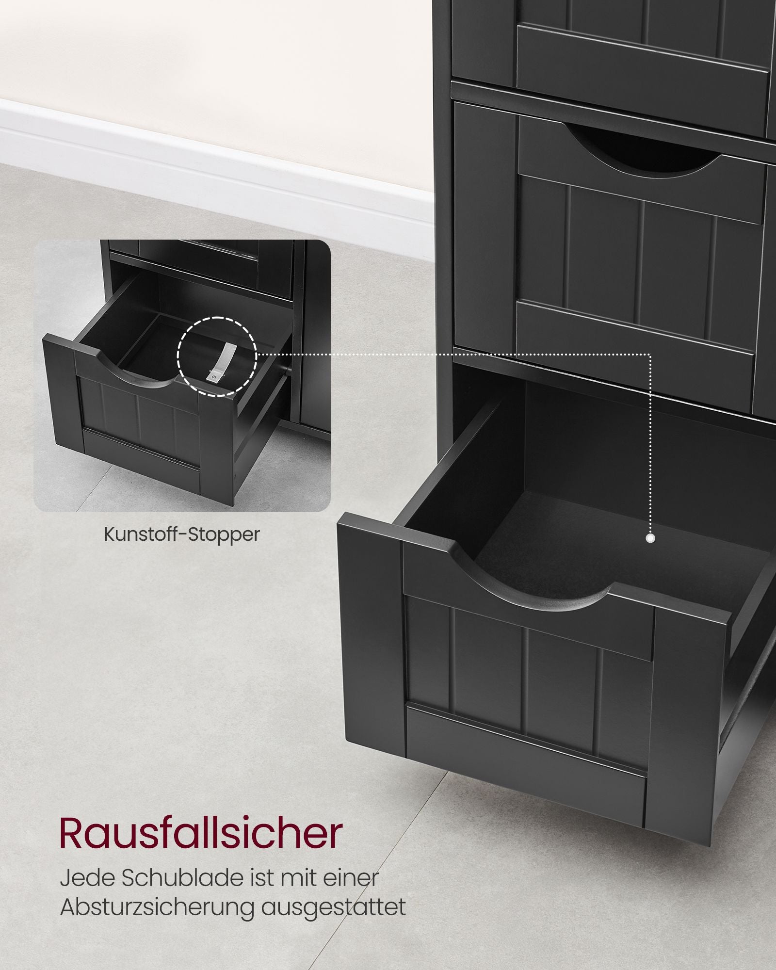 Badkamermeubel – 4 lades – 30 × 55 × 82 cm – inktzwart