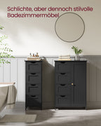 Badkamermeubel – 4 lades – 30 × 55 × 82 cm – inktzwart